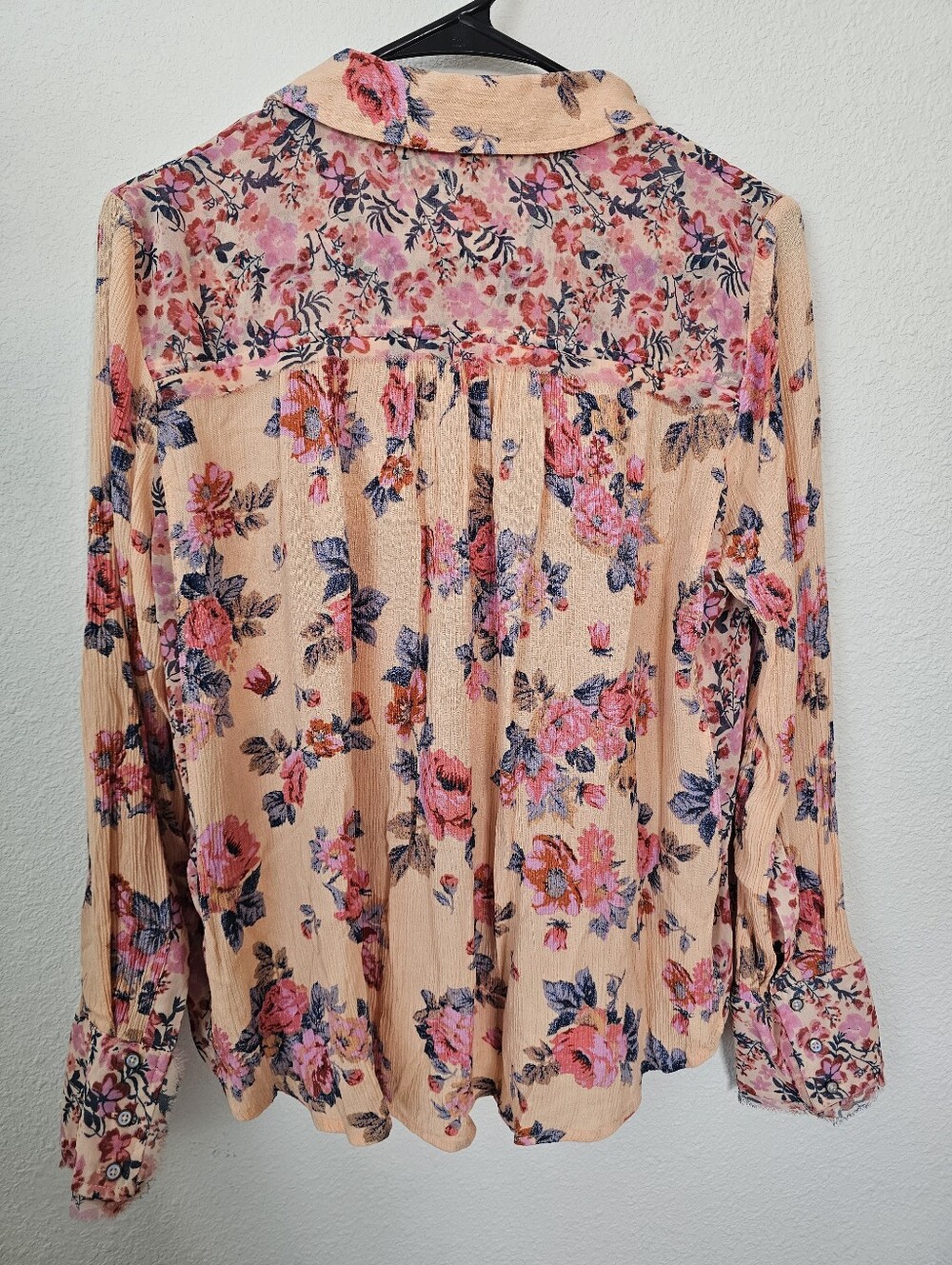 Free People Hold On To Me Coral Floral Blouse Size Small - Picture 3 of 11